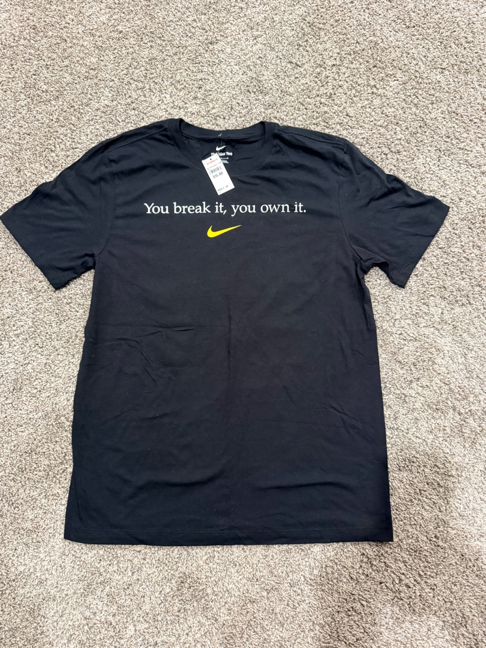 NWT! Nike Men’s Black Caitlin Clark Tee - "You break it, you own it." - medium